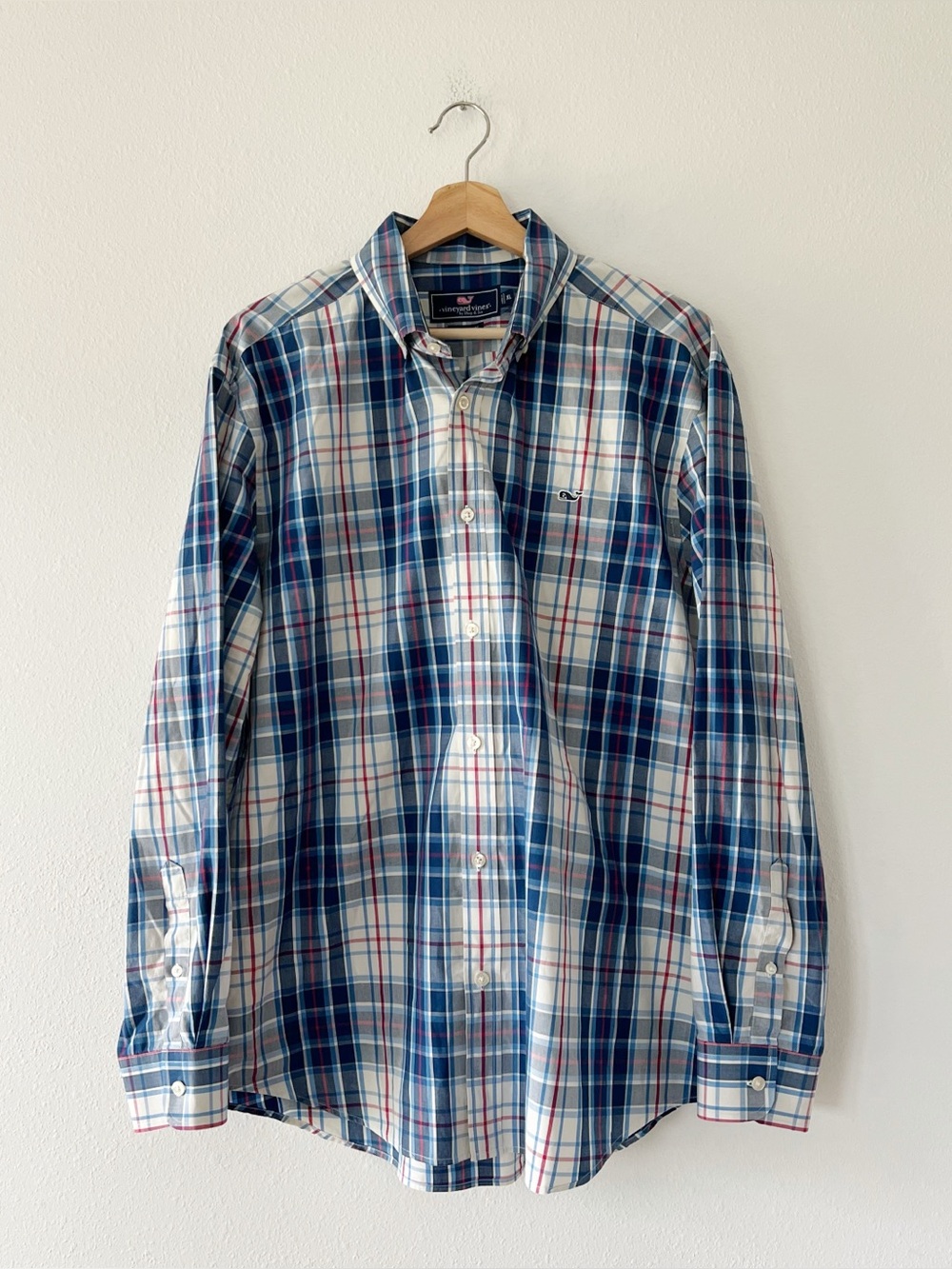 VINEYARD VINES | 100% Cotton Plaid Whale Button Down Shirt | XL